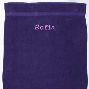 Håndklæde med navn - Lilla 100 x 150 cm