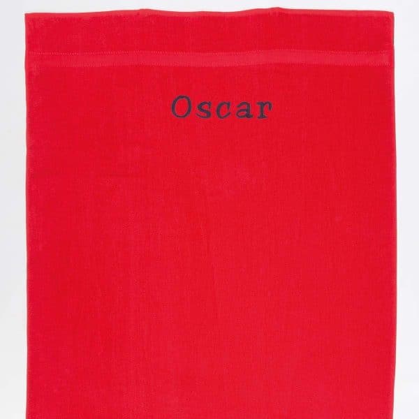 Håndklæde med navn - Rød 70 x 90 cm