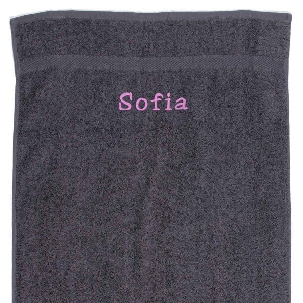 Håndklæde med navn - grå 50 x 90cm