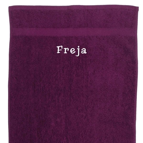 Lille Håndklæde med navn - Blomme 50 x 90 cm