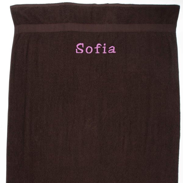 Chokoladebrunt Håndklæde med navn - 50 x 90 cm