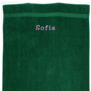 Mørkegrønt Håndklæde med navn - 100 x 150 cm
